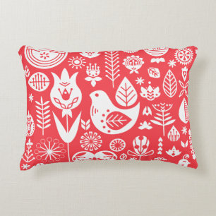 Cojín Decorativo Arte de patrones folclóricos nórdicos escandinavos