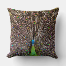 Cojín Decorativo Arte de pavo real elegante y plumas