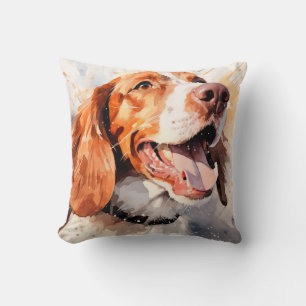 Cojín Decorativo Arte de perro en acuarela feliz Impresión