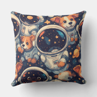 Cojín Decorativo Arte de perro espacial de línea | Astronauta minim