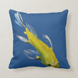 Cojín Decorativo Arte de pescado acuático japonés de Koi Amarillo