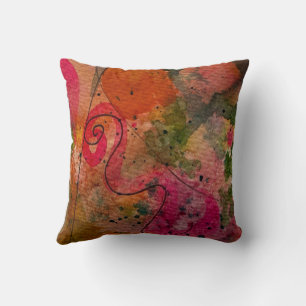 Cojín Decorativo Arte de pintura abstracta bonita con acuarela y ti