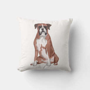 Cojín Decorativo Arte de pintura en acuarela de perro boxer