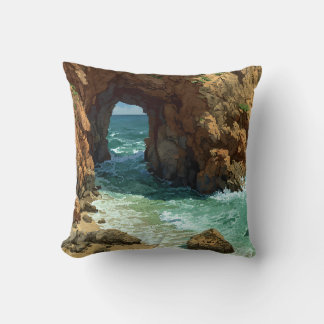 Cojín Decorativo Arte de píxeles de cueva oceánica