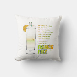Cojín Decorativo Arte de Receta de Cóctel Ramos Gin Fizz
