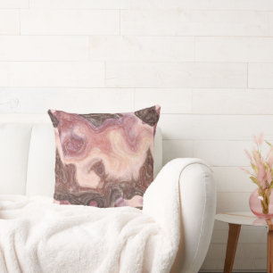 Cojín Decorativo arte de remolinos rosa y marrón