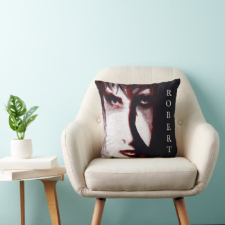 Cojín Decorativo Arte de retrato de hombre de música goth post punk