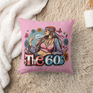 Cojín Decorativo Arte de señas de señas de paz hippie chica de los 