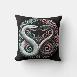 Cojín Decorativo 🐍 Arte de Serpiente Gemela para Decoración Gótica
