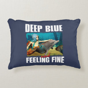 Cojín Decorativo Arte de sirena de delfín del océano azul sentiment