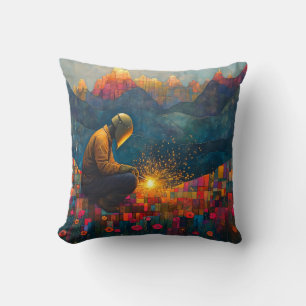Cojín Decorativo Arte de soldadura - Paisaje de montaña con parques