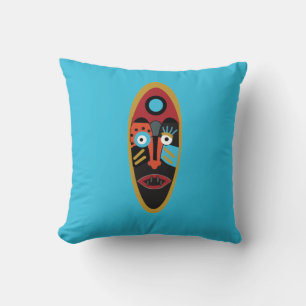 Cojín Decorativo Arte de tatuaje abstracto de cara colorido moderno