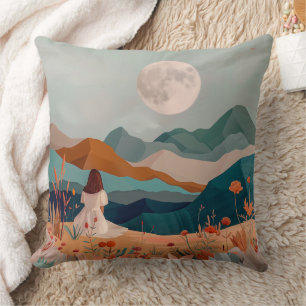 Cojín Decorativo Arte de terracota esmeralda paisaje montañoso de m