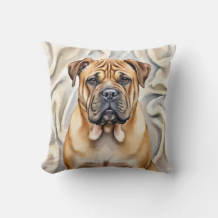 Cojín Decorativo Arte de textura plegada en acuarela de Shar Pei