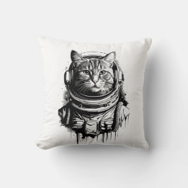 Cojín Decorativo Arte de tinta para gato astronauta
