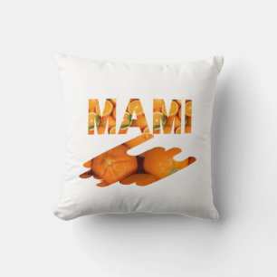 Cojín Decorativo Arte de tipografía naranja MAMI