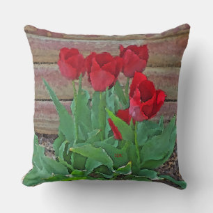 Cojín Decorativo Arte de tulipanos rojos