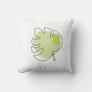 Cojín Decorativo Arte de una sola línea tropical aislado follaje ve