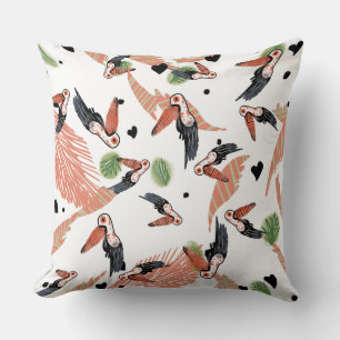 Cojín Decorativo Arte de Verano Tropical de Aves Tucán