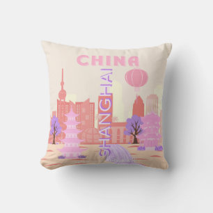 Cojín Decorativo Arte de viaje pastel de Shanghai China