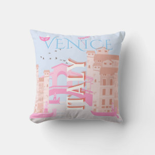 Cojín Decorativo Arte de viajes de Venecia, Italia, arte de viajes