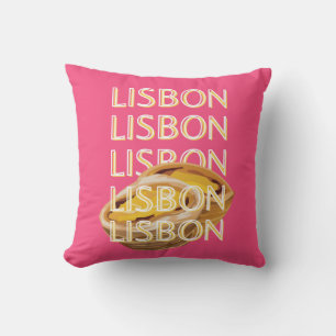 Cojín Decorativo Arte de viajes en Lisboa, rosa, Portugal, arte de
