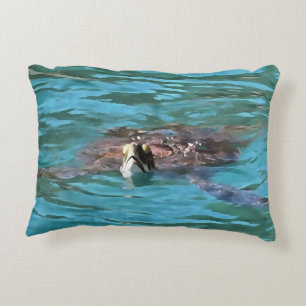 Cojín Decorativo Arte de vida silvestre de la tortuga marina Logger