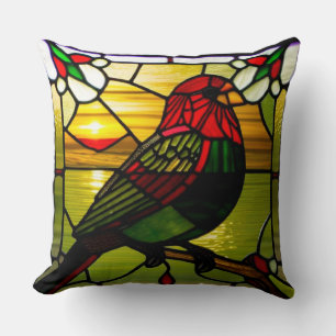 Cojín Decorativo Arte de vidrio teñido de pájaro Decoración artísti