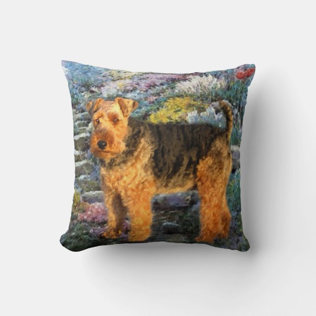 Cojín Decorativo Arte de Welsh Terrier (Anverso)