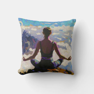 Cojín Decorativo Arte de Yoga: Belleza Equilibrada (Pintura al Óleo