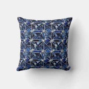 Cojín Decorativo Arte Deco Azul Geométrico