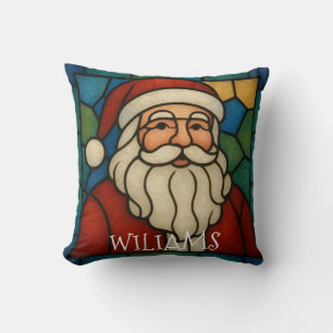 Cojín Decorativo Arte Deco de Vidrio Emplomado de Santa de Navidad 