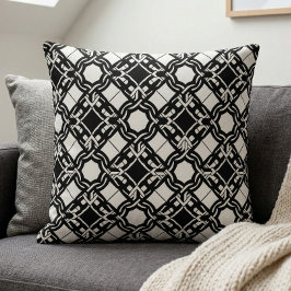 Cojín Decorativo Arte Deco entrelazado en blanco y negro