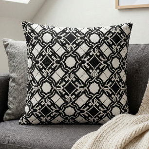Cojín Decorativo Arte Deco entrelazado en blanco y negro