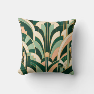Cojín Decorativo Arte Deco Geometría Esmeralda Menta