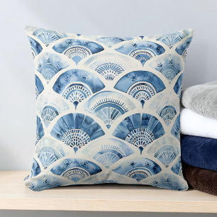 Cojín Decorativo Arte Deco geométrico gradiente acuarela azul océan