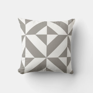 Cojín Decorativo Arte Deco Geométrico Gris Plateado