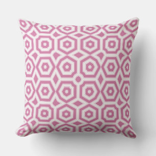Cojín Decorativo arte deco patrón geométrico rosa blanco