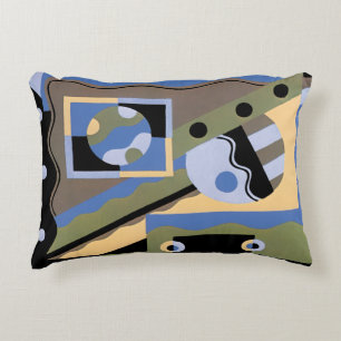 Cojín Decorativo Arte Deco Pochoir Vintage Patrón de Jazz Cubismo