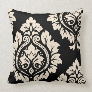 Cojín Decorativo Arte decorativo I del damasco - crema en negro