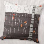 Cojín Decorativo Arte del árbol del paisaje invernal<br><div class="desc">El último de las hojas. Minimalista paisaje contemporáneo con un árbol a finales de otoño o otoño,  al comienzo del invierno con hojas coloridas brillantes en caída sobre un fondo abstracto monocromo negro y blanco. Arte original de Nic Squirrell.</div>
