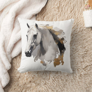 Cojín Decorativo Arte del Caballo Blanco Galopante Grace