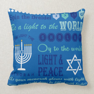 Cojín Decorativo Arte del collage de la tipografía de Hannukah