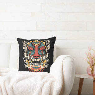 Cojín Decorativo Arte del Diablo Japonés Antiguo