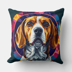 Cojín Decorativo Arte digital colorido de un perro Beagle