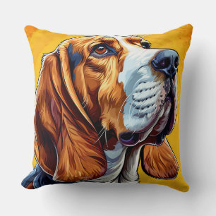 Cojín Decorativo Arte digital colorido de un perro Beagle