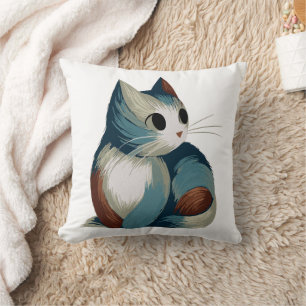 Cojín Decorativo Arte Digital de Gato Colorido