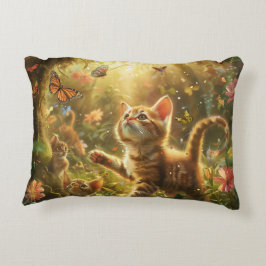 Cojín Decorativo Arte digital gatito lúdico