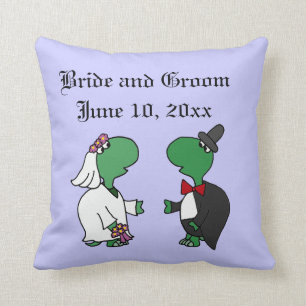 Cojín Decorativo Arte divertido de la boda de novia y del novio de