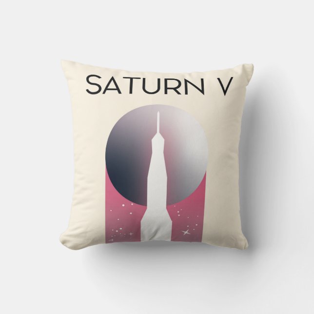 Cojín Decorativo Arte espacial del Saturno V Apollo (Anverso)